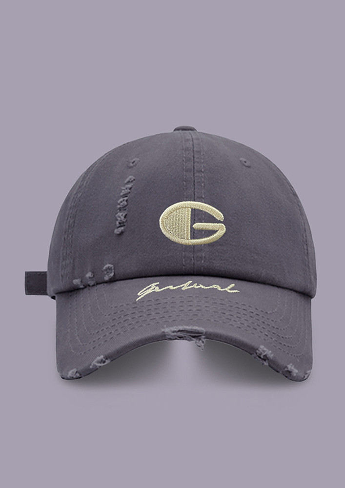 DISTRESSED GREY COTTON TWILL CAP