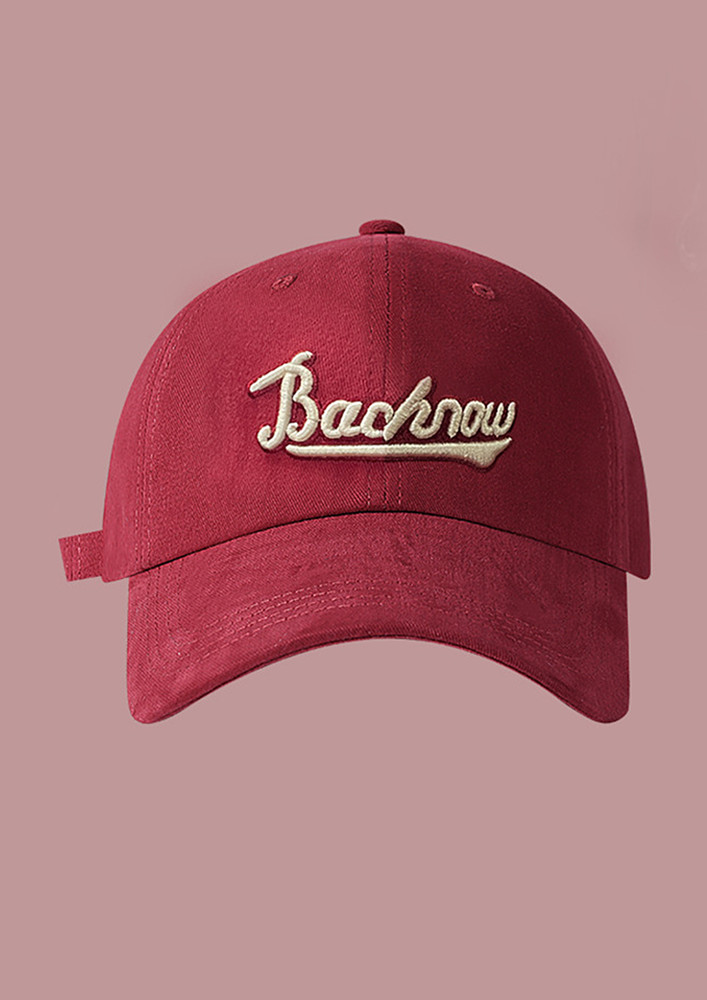RED EMBROIDERED COTTON CAP
