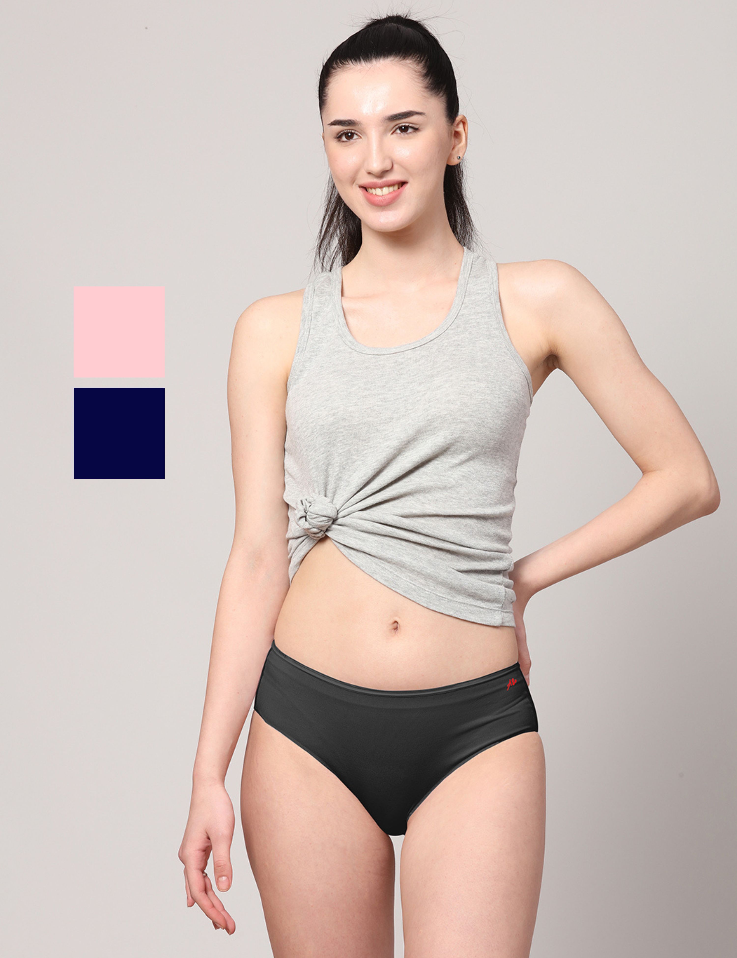 Pink/Black Color Regular Net Inner Wear Panties For Women