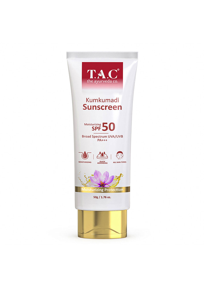 TAC - The Ayurveda Co. Kumkumadi Sunscreen with SPF 50 UVA/UVB PA+++ - 50g