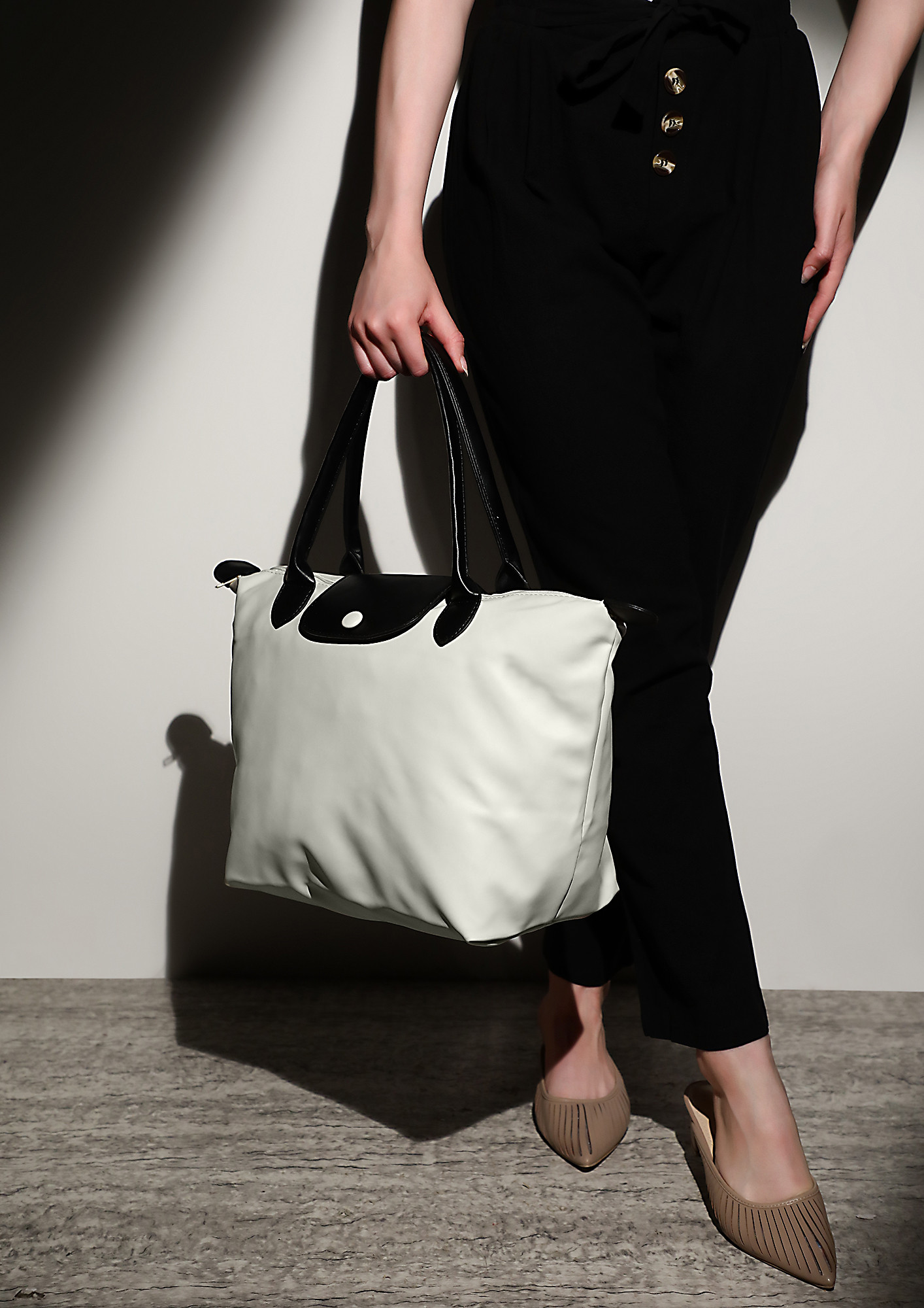 FLAIRED UP WHITE TOTE BAG