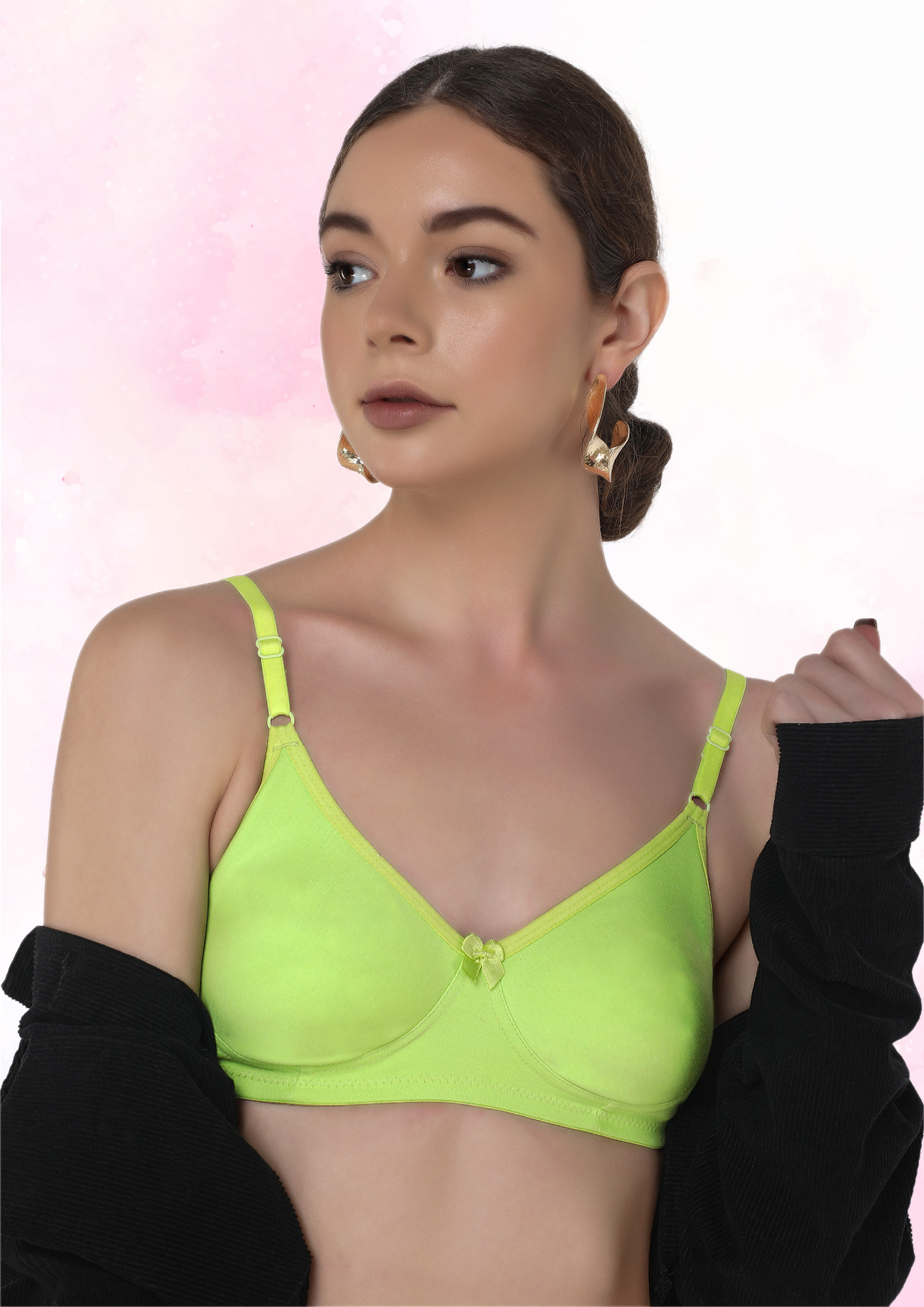COMFY CASUALS NON PADDED NON WIRED LAWN GREEN BRA