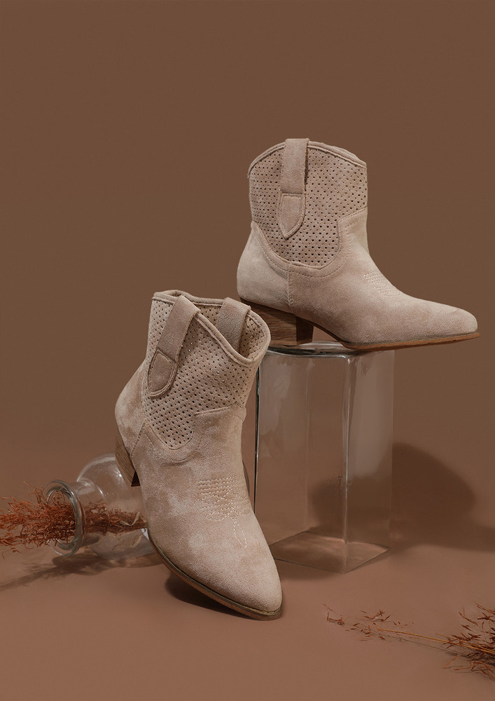 GETTING STARTED BEIGE ANKLE BOOTS