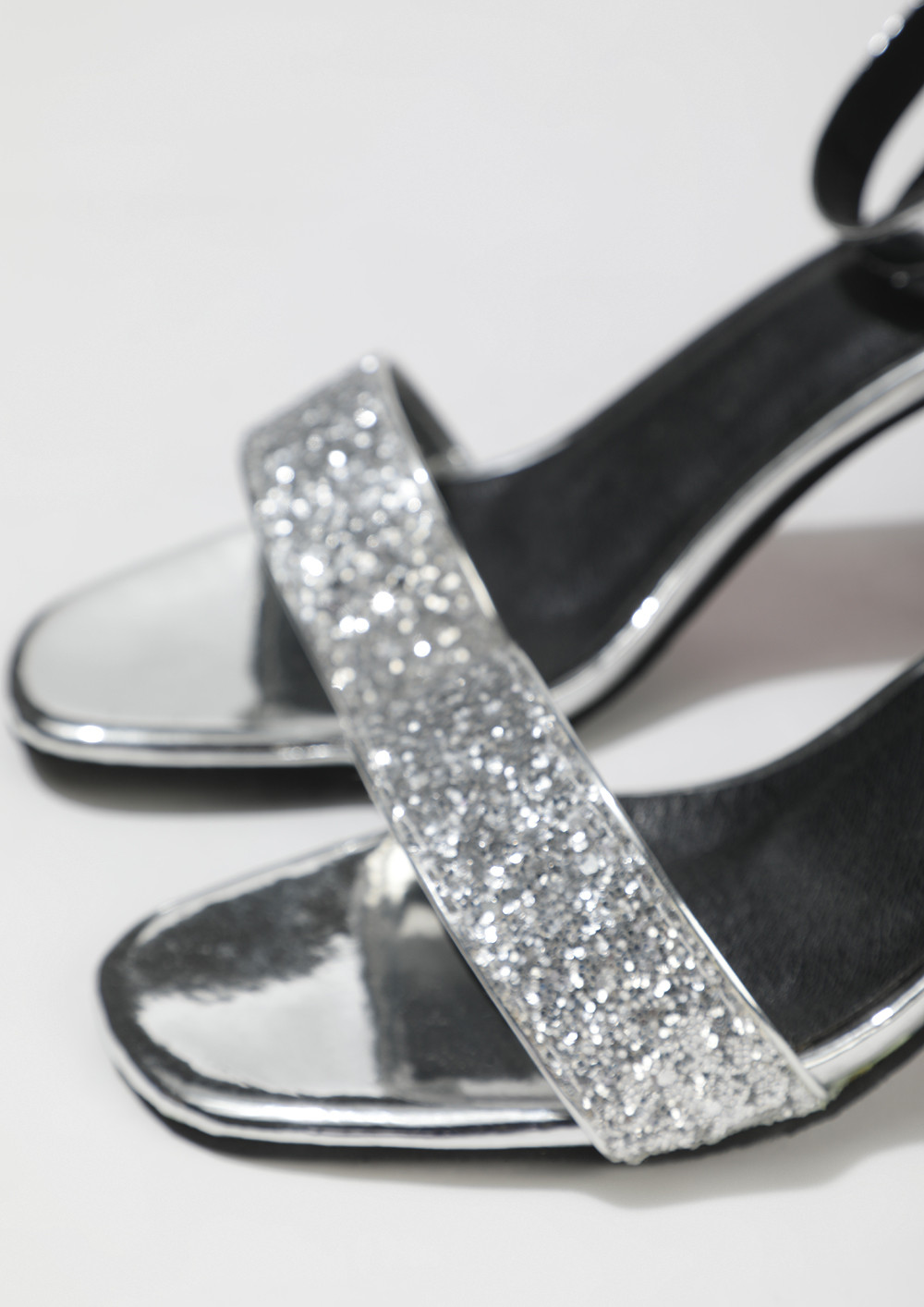 Silver Glitter Low Block Heels – Shoptiques