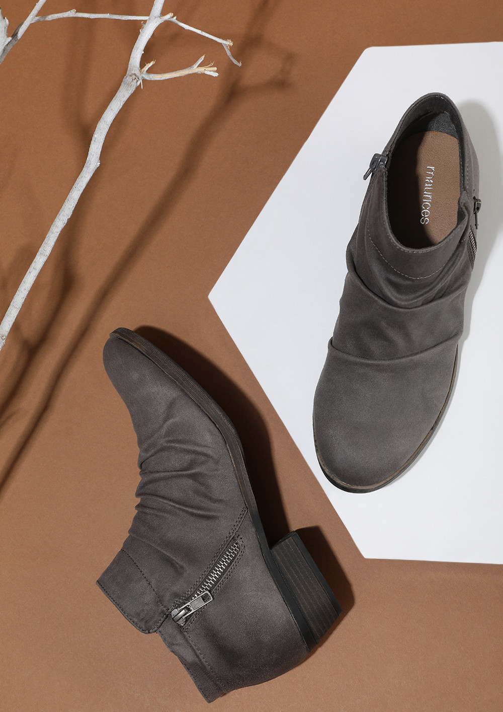 POWER BRINGER GREY ANKLE BOOTS
