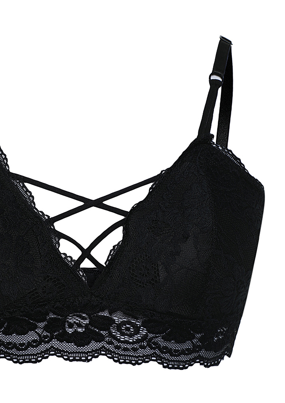 Buy LACE TRIMMED BLACK TRIANGLE CAGE BRALETTE for Women Online in India