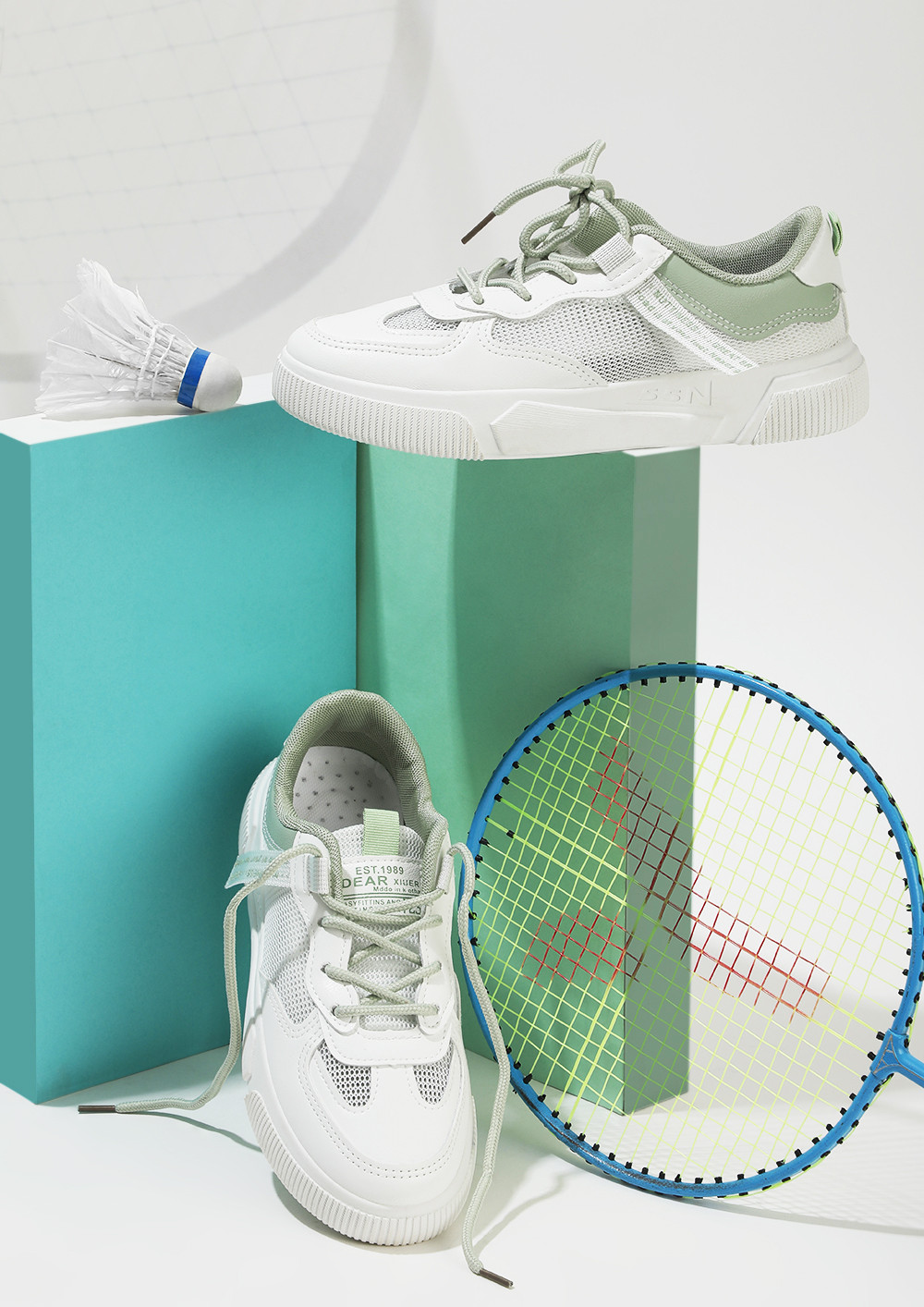 THE PRACTICAL MESH GREEN PANEL TRAINERS