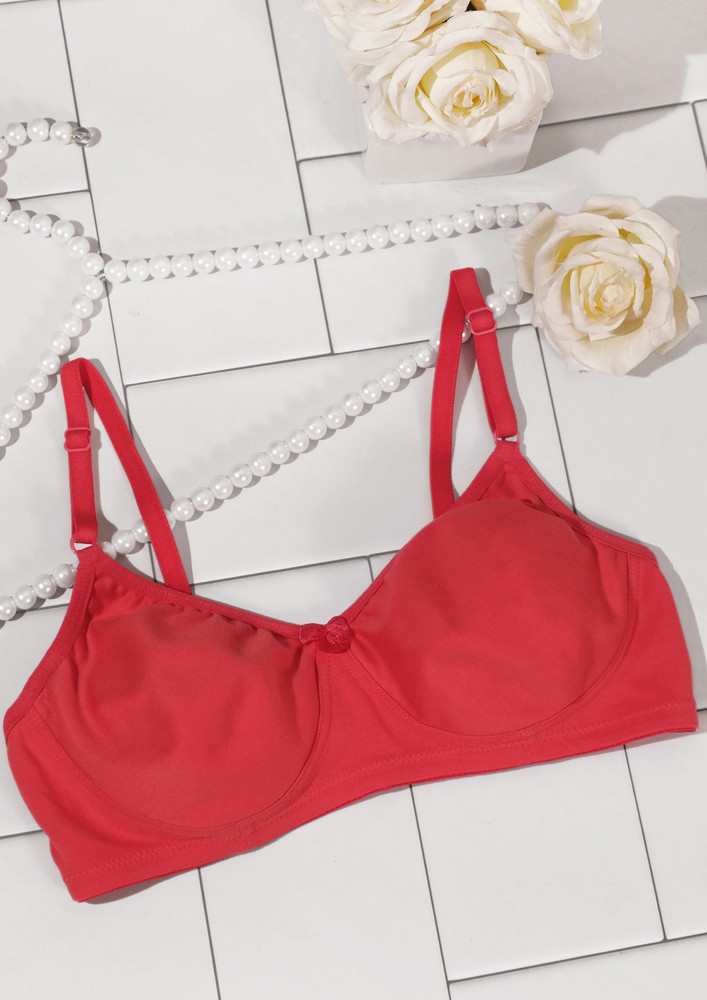 LOVELY EVERYDAY NON PADDED NON WIRED FULL COVERAGE RED BRA
