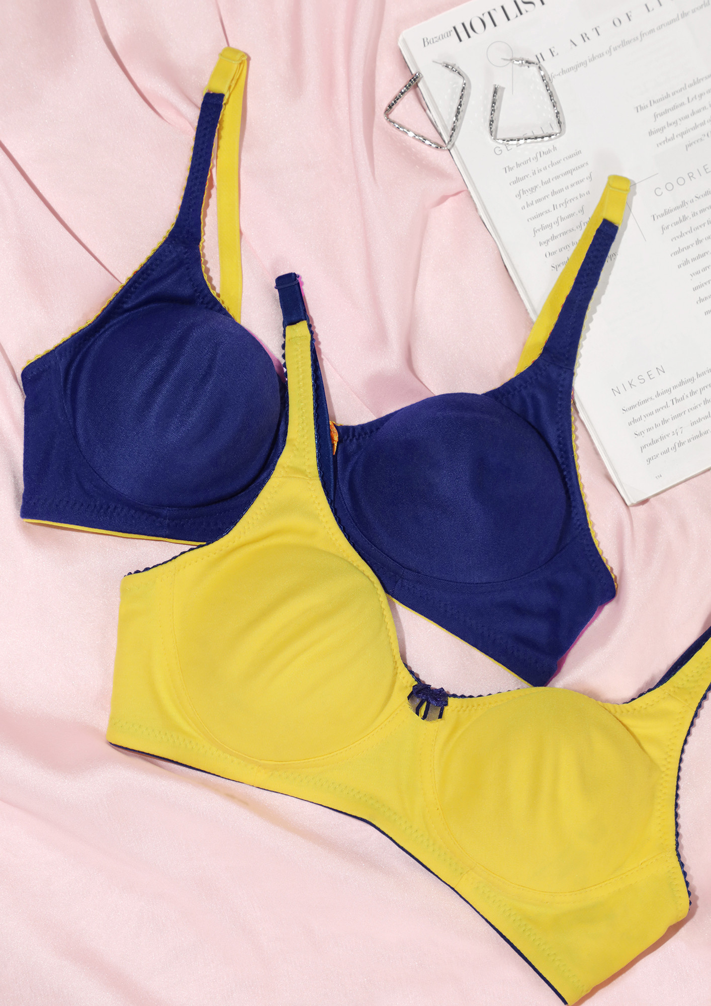 FEELS LIKE CONTENTMENT YELLOW AND BLUE BRA COMBO