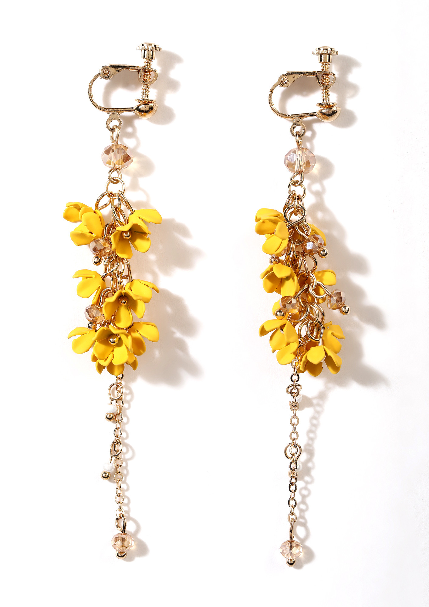 SPRINGTIME BLOOMS YELLOW DROP CHAIN EARRINGS
