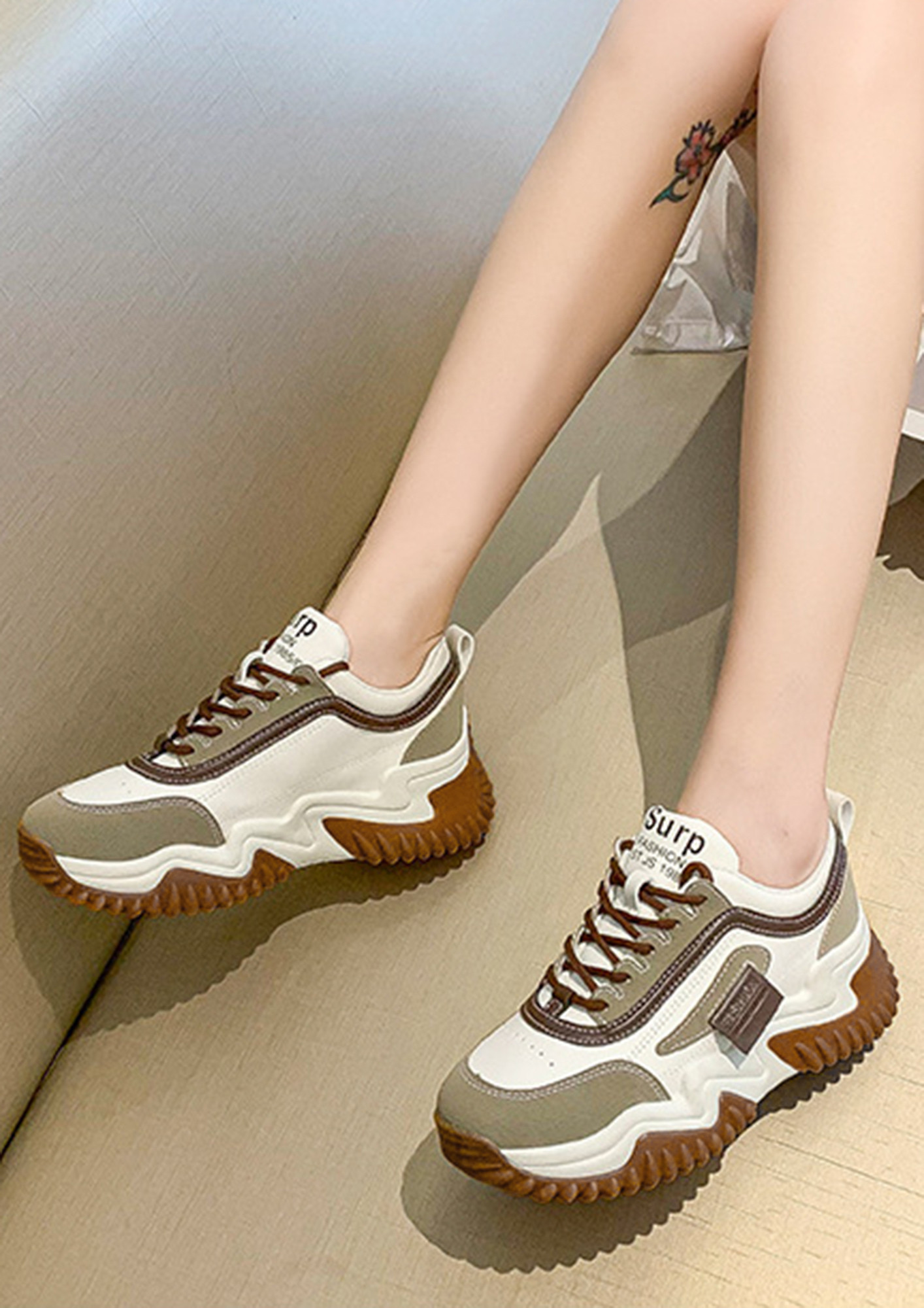 Buy CHUNKY FUNKY CONTRAST GREEN TRAINERS for Women Online in India