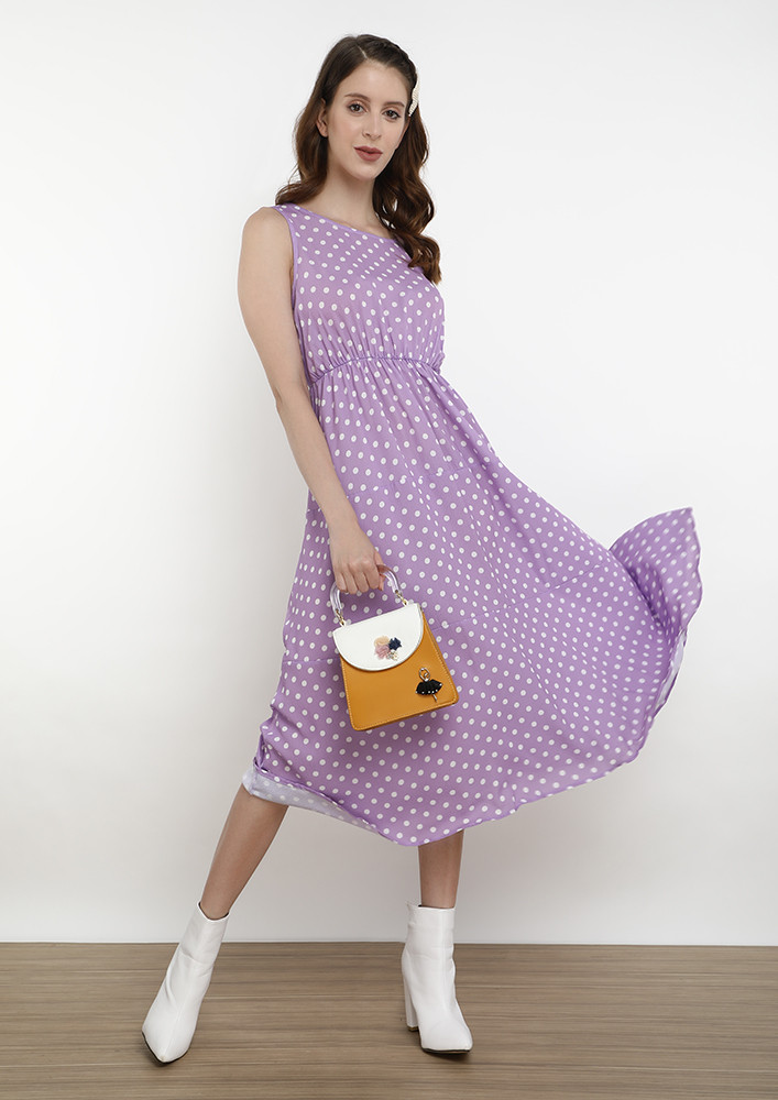 CONNECTING THE DOTS VIOLET MIDI DRESS