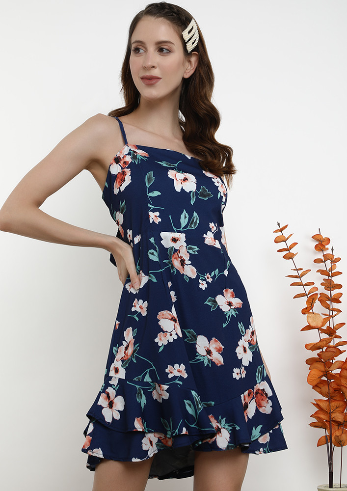 ALL THE WAY FLOWERS BLUE DRESS