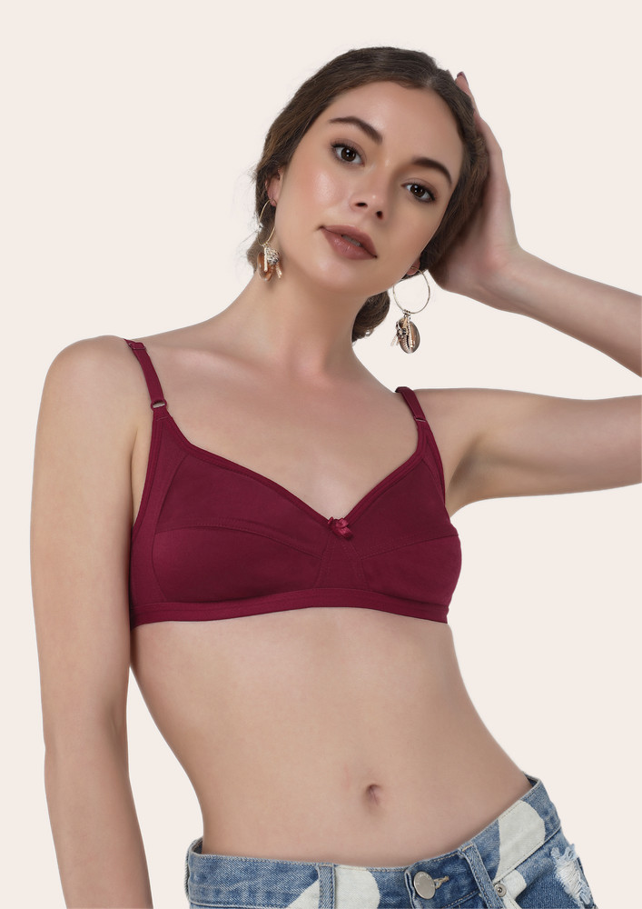 WARM IT UP MAROON NON PADDED FULL COVERAGE BRA