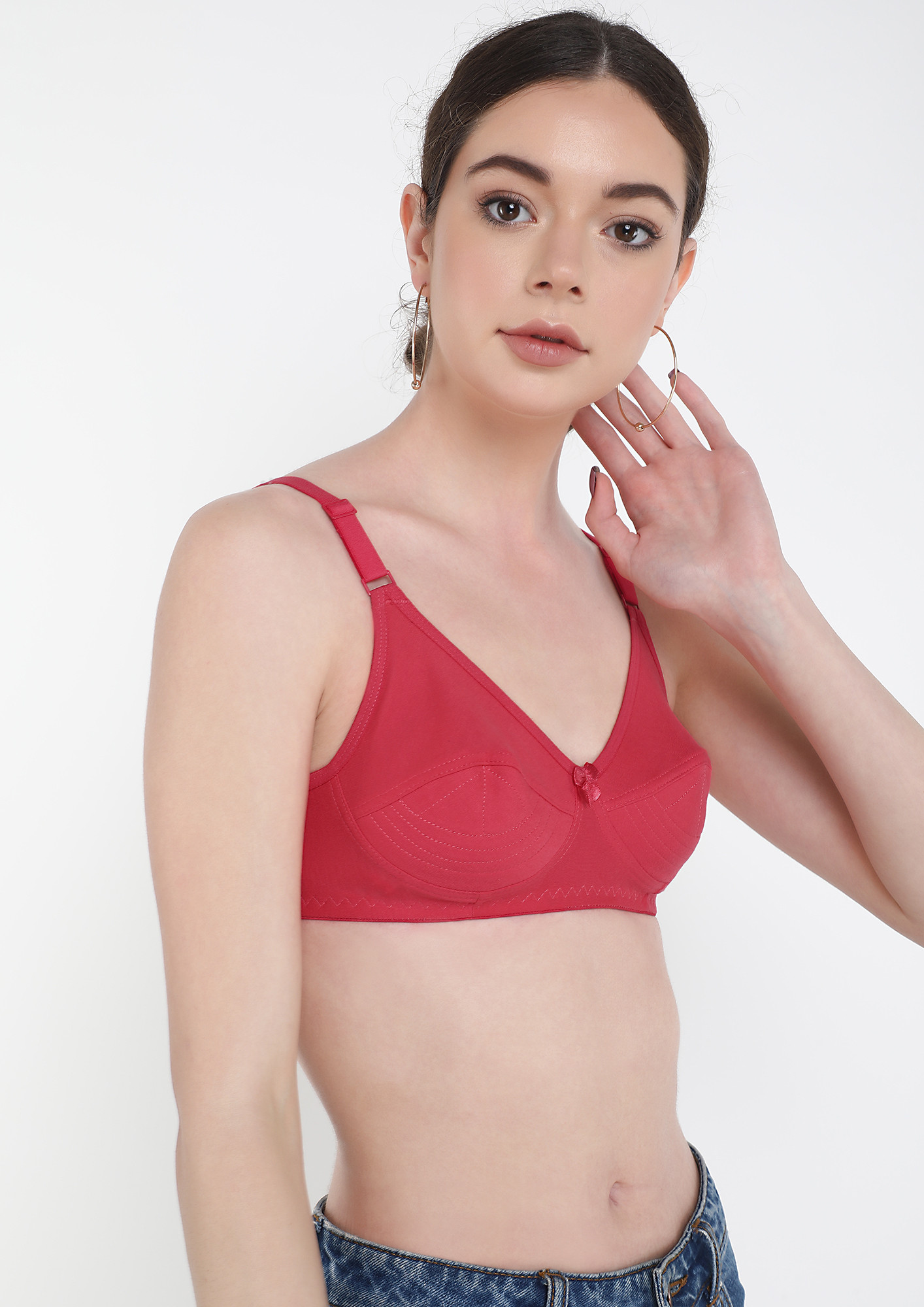 Buy FOR A CASUAL DAY CORAL NON PADDED NON WIRED BRA for Women
