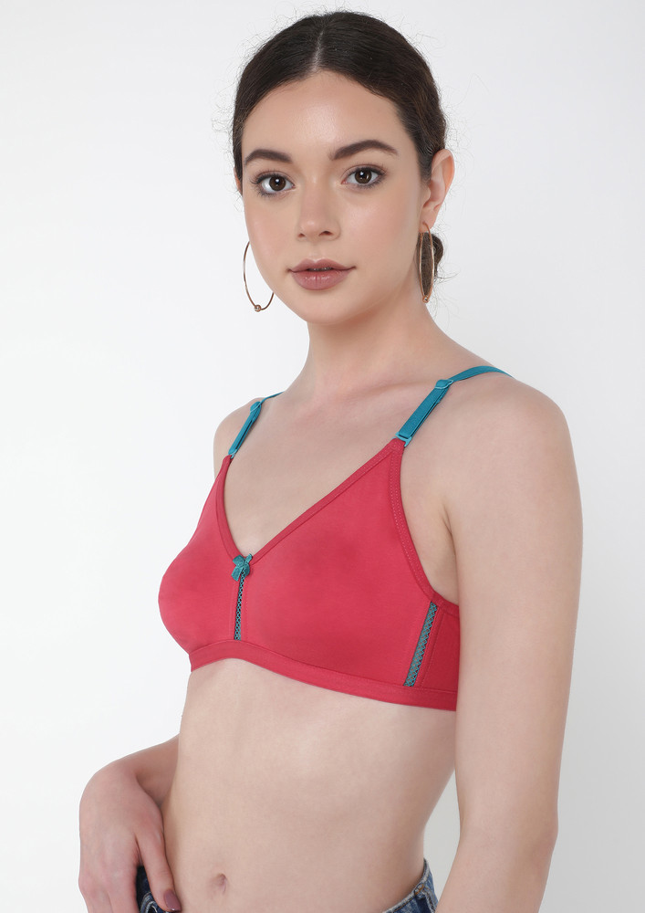 Clad Comfort Non Padded Non Wired Red Bra