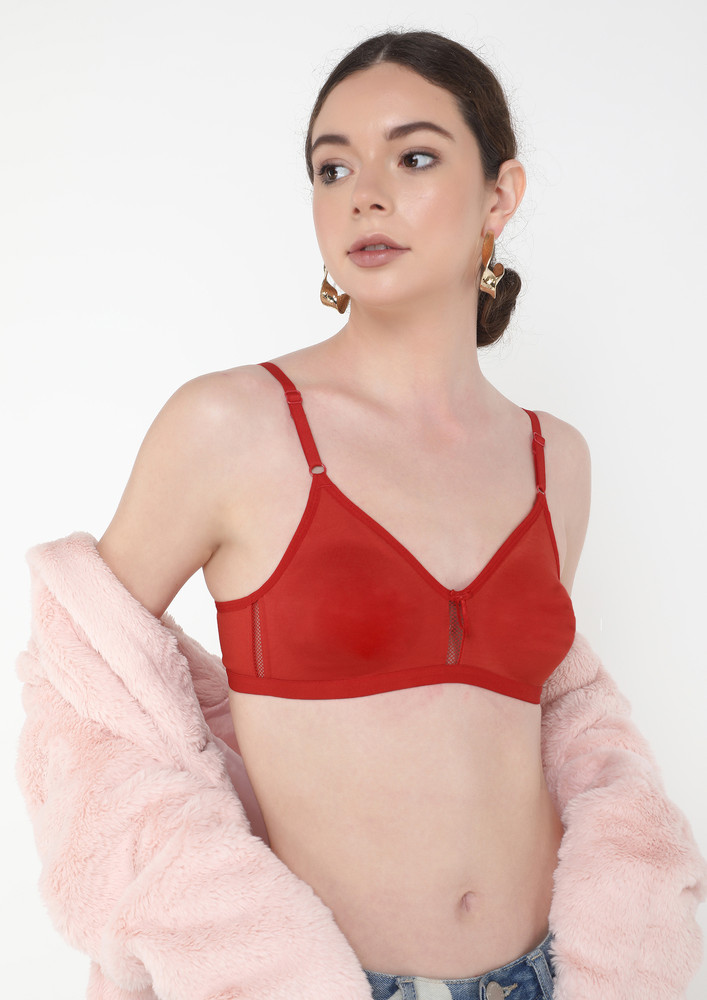Choose Soft Non Padded Non Wired Full Coverage Red Bra