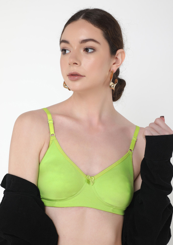 Comfy Casuals Non Padded Non Wired Lawn Green Bra