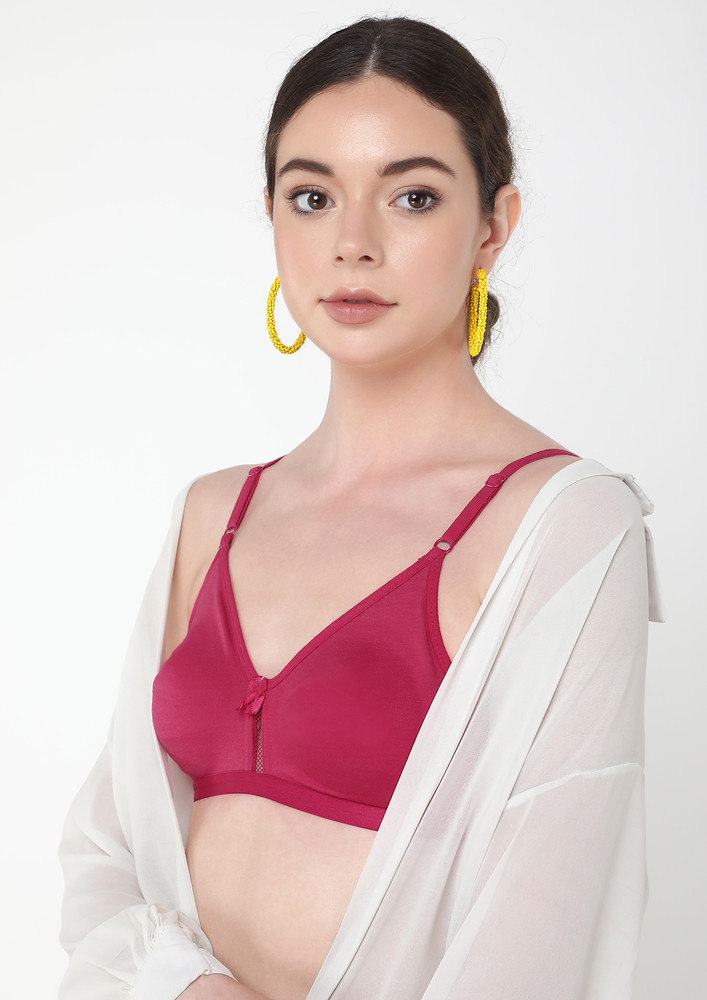 In Line Hot Pink Non Padded Full Coverage Bra