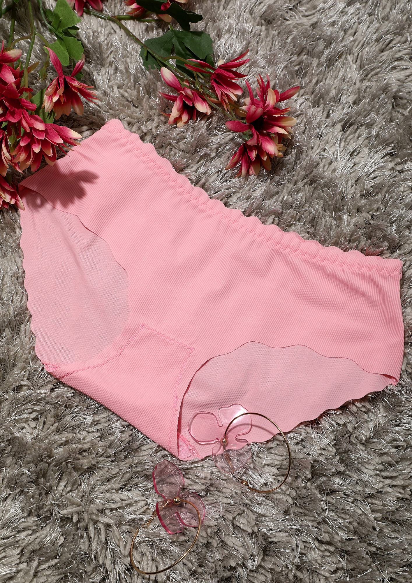 SCALLOPED PINK SEAMLESS HIPSTER BRIEF