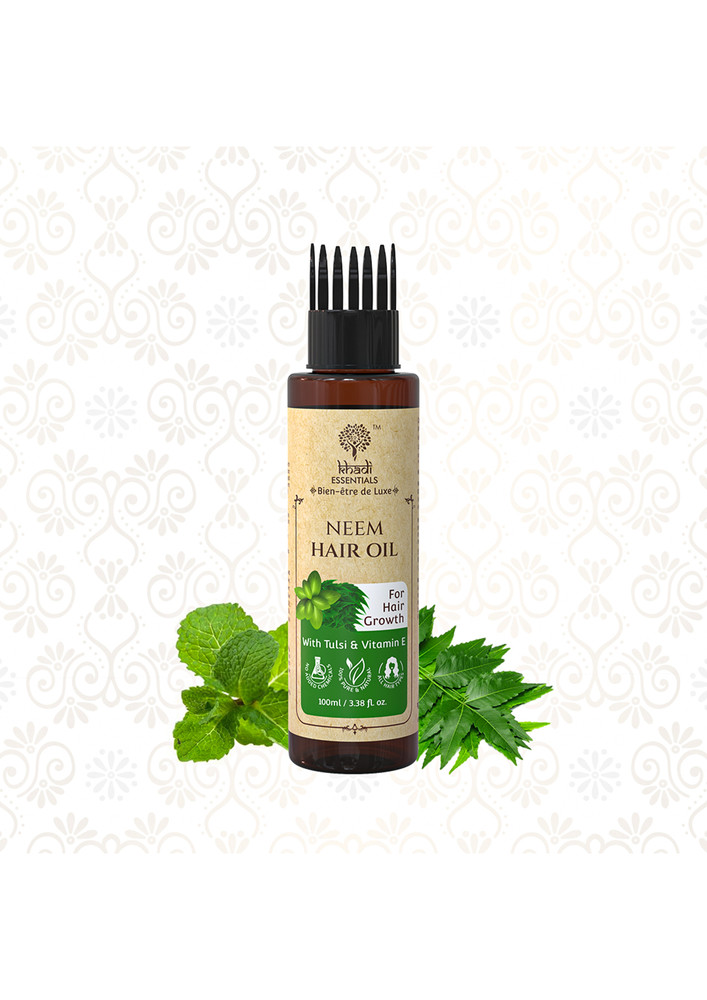 Khadi Essentials Neem Hair Oil with Tulsi & Vitamin E for Hair Growth - 100ml