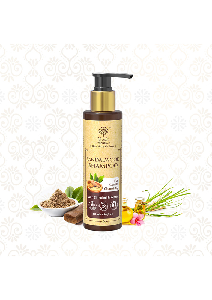 Khadi Essentials Sandalwood Shampoo for Hairfall Gentle Cleansing with Shikakai & Reetha-200ml