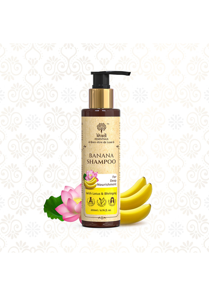 Khadi Essentials Banana Shampoo with Lotus & Bhringraj For Deep Nourishment - 200ml