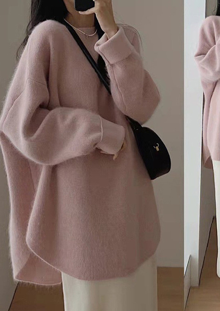 RELAXED FIT COZY PINK FREE SIZE JUMPER