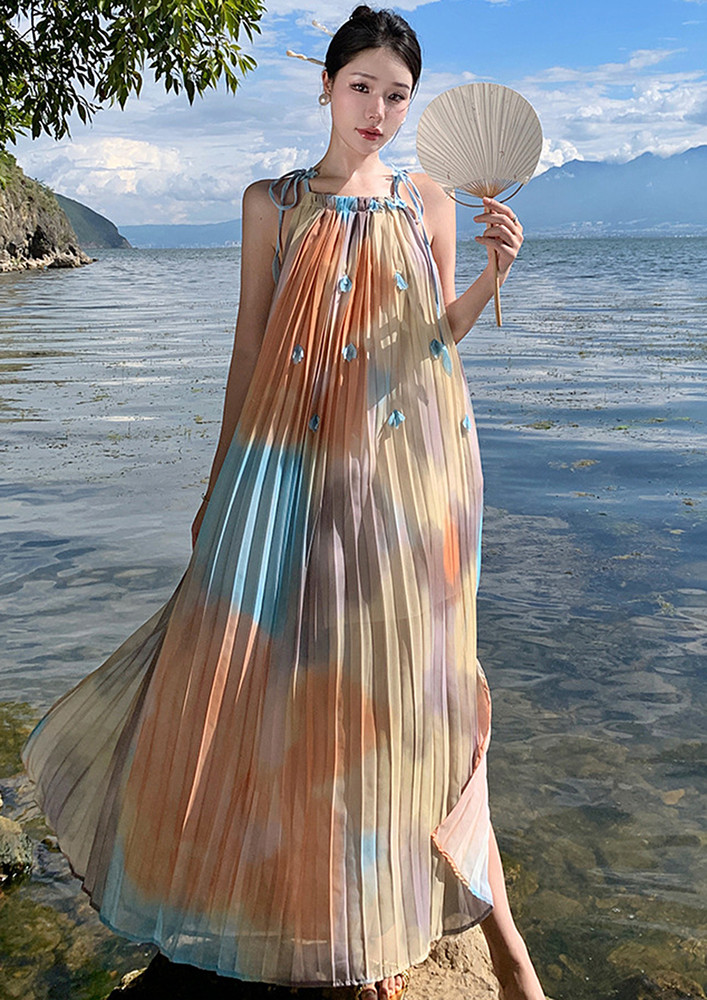 Multicolour Tie-dye Pattern Long Dress