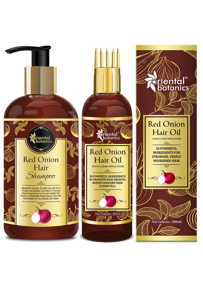 Oriental Botanics Onion Hair Care Combo | Red Onion Hair Shampoo + Red Onion Hair Oil