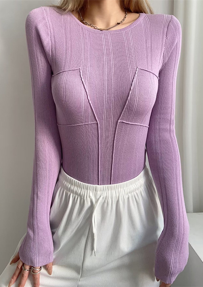 Purple Flatlock-detail Bodysuit