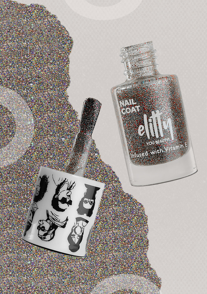 Elitty Mad Over Nails, Long Lasting Nailcoats, 12 Toxin Free, Infused with Witch Hazel, Vit E, Vegan & Cruelty Free, Shimmer - It's a Vibe (Multi), 6 ML