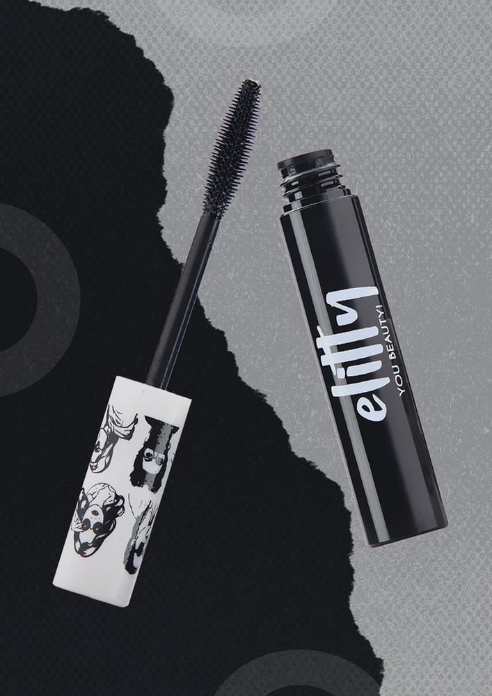 Elitty Lush Lashes Mascara - Ultimate Black, Waterproof, Smudge proof, Crumfree, Curling and lenghtening, Infused with Witch Hazel and Almond Oil, Vegan & Cruelty Free - 8 ML