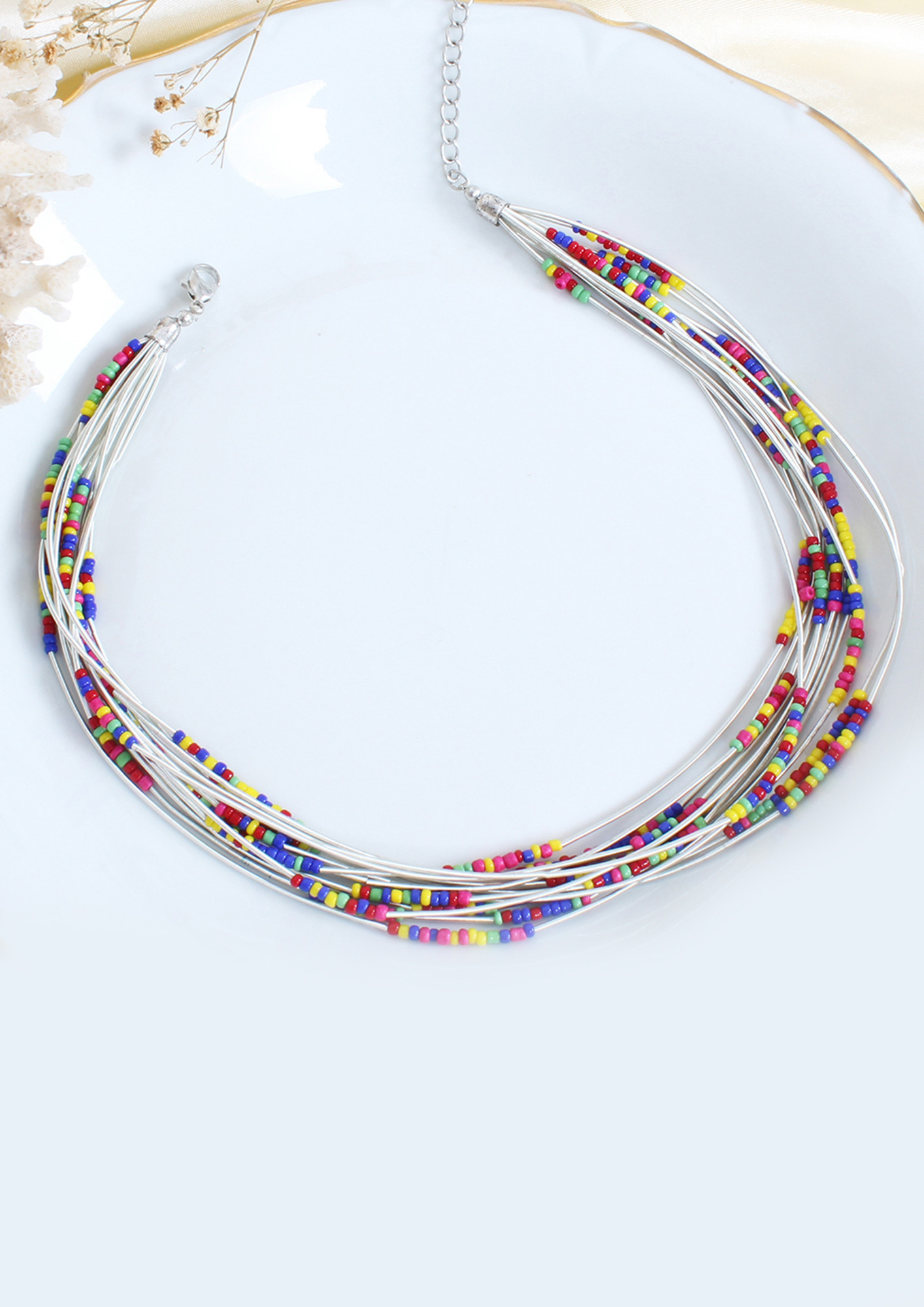 Multistrand Beaded Multicolor Necklace