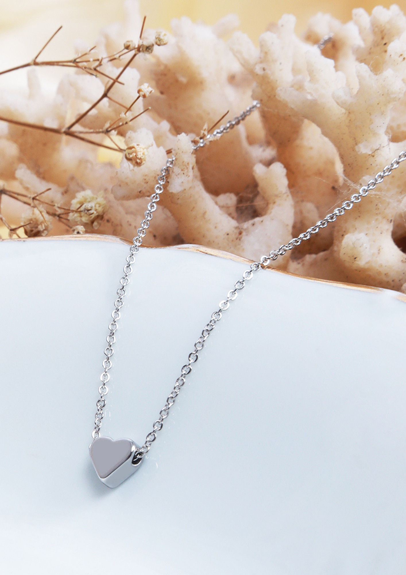 Heart Mini Pendant Silver-Toned Dainty Necklace