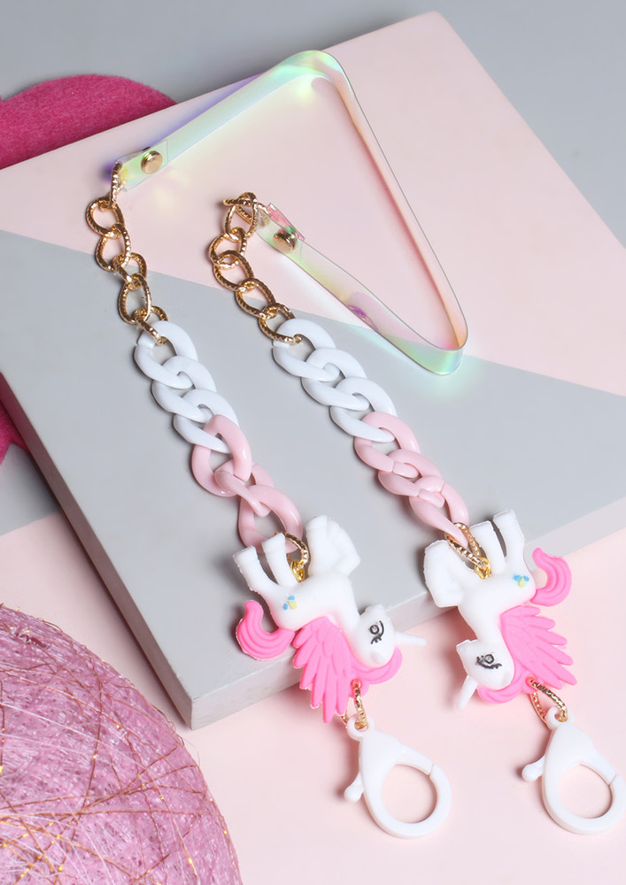 Multicolor Chain-link Cute Unicorn Charm And Acrylic Mask Chain Or Sunglass Chain