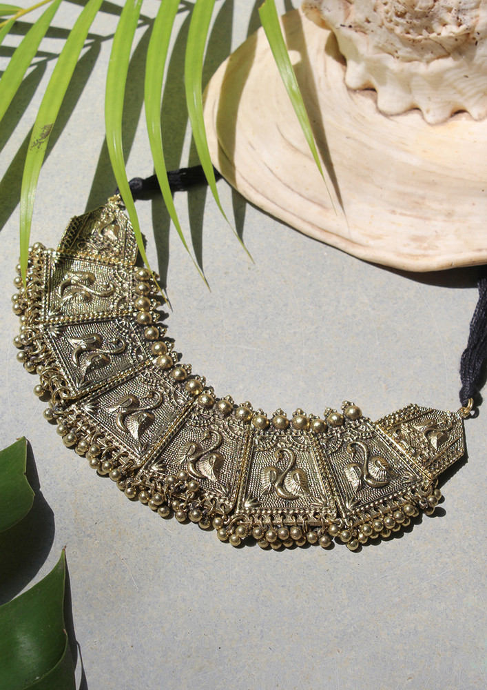 Statement Handcrafted Ethnic Gold-toned Ghungroo Choker Necklace