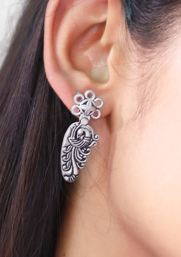 Set Of Two Oxidized Silver-toned Jhumka & Dangler Drop Earrings