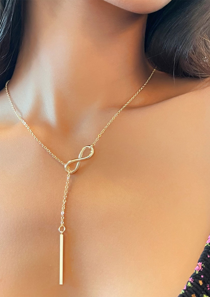 Infinity & Bar Mini Pendant Gold-toned Dainty Necklace