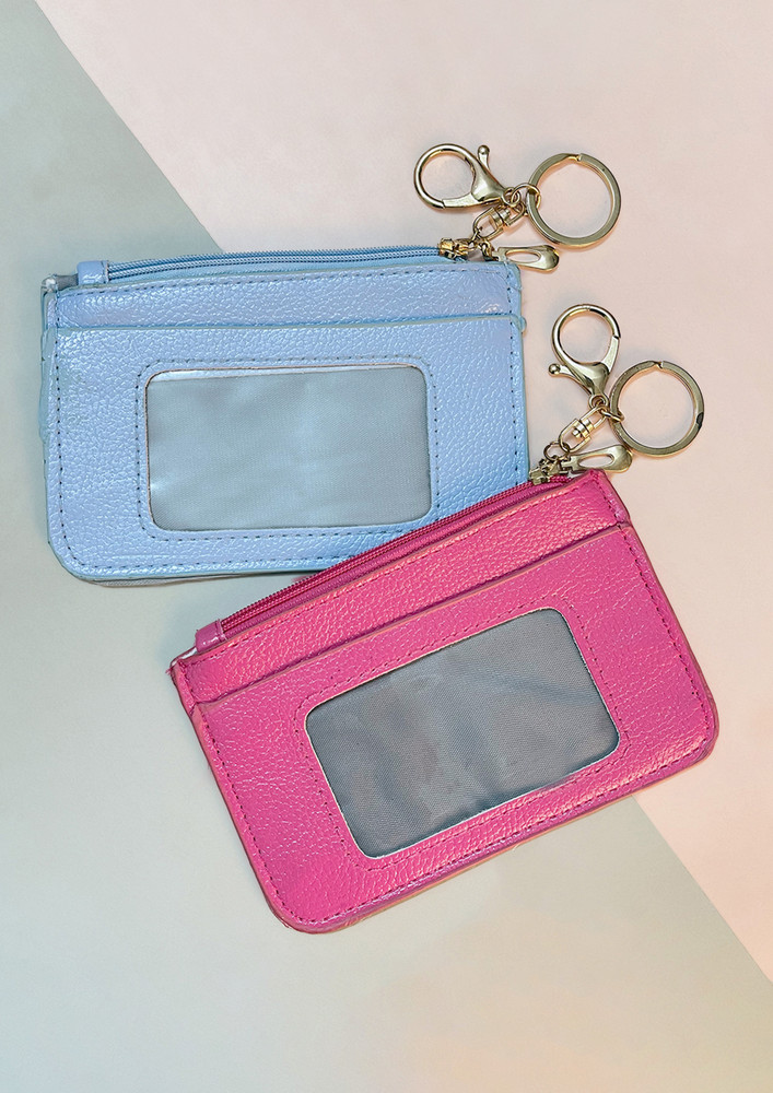 Set Of Two Magenta & Blue Mini Wallets With Key Ring & Hook