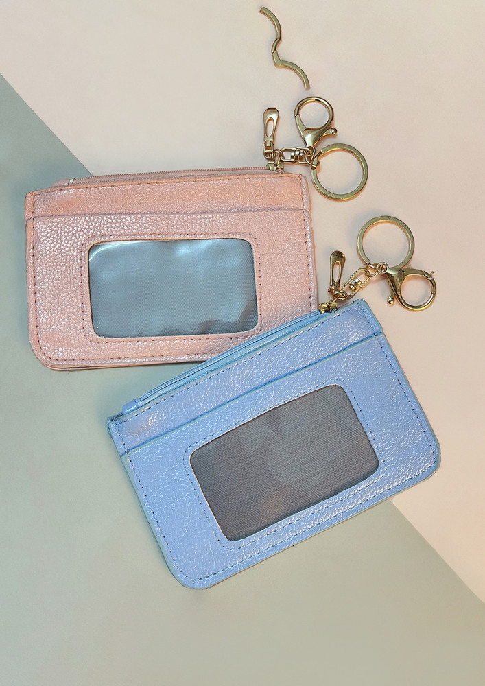 Set Of Two Pink & Blue Mini Wallets With Key Ring & Hook