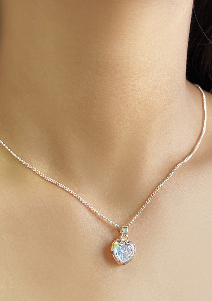 Heart Diamante Mini Pendant Gold-toned Dainty Necklace
