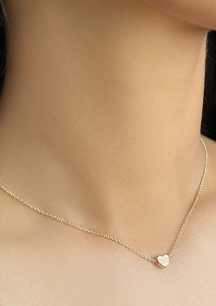 Heart Mini Pendant Gold-Toned Dainty Necklace