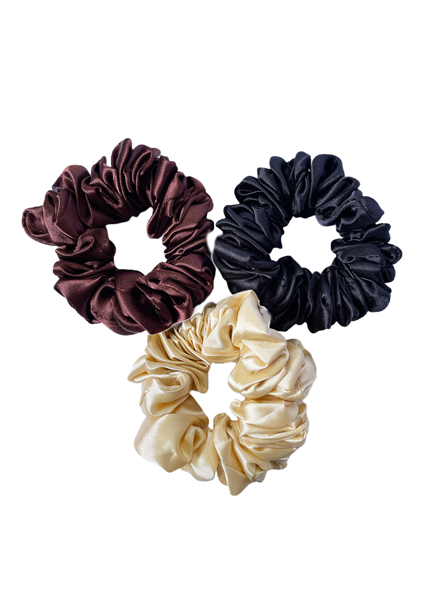 Buy Set Of Three Colorful Satin Scrunchie Hair Ties for Women Online in  India