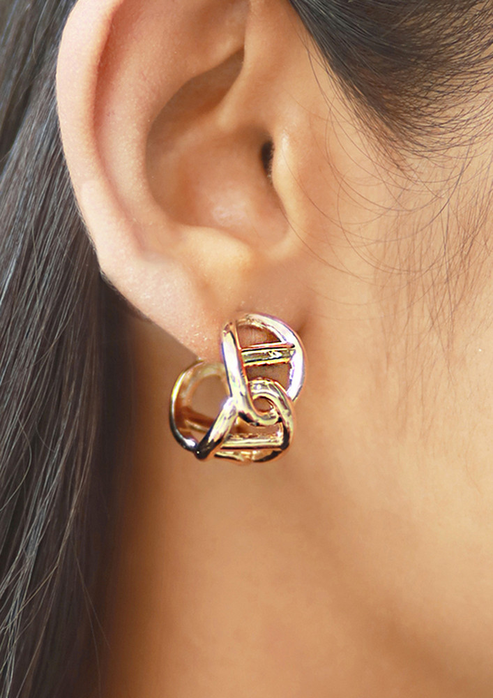 Contemporary Bold Gold-toned Chain-link Metallic Open-hoop Earrings