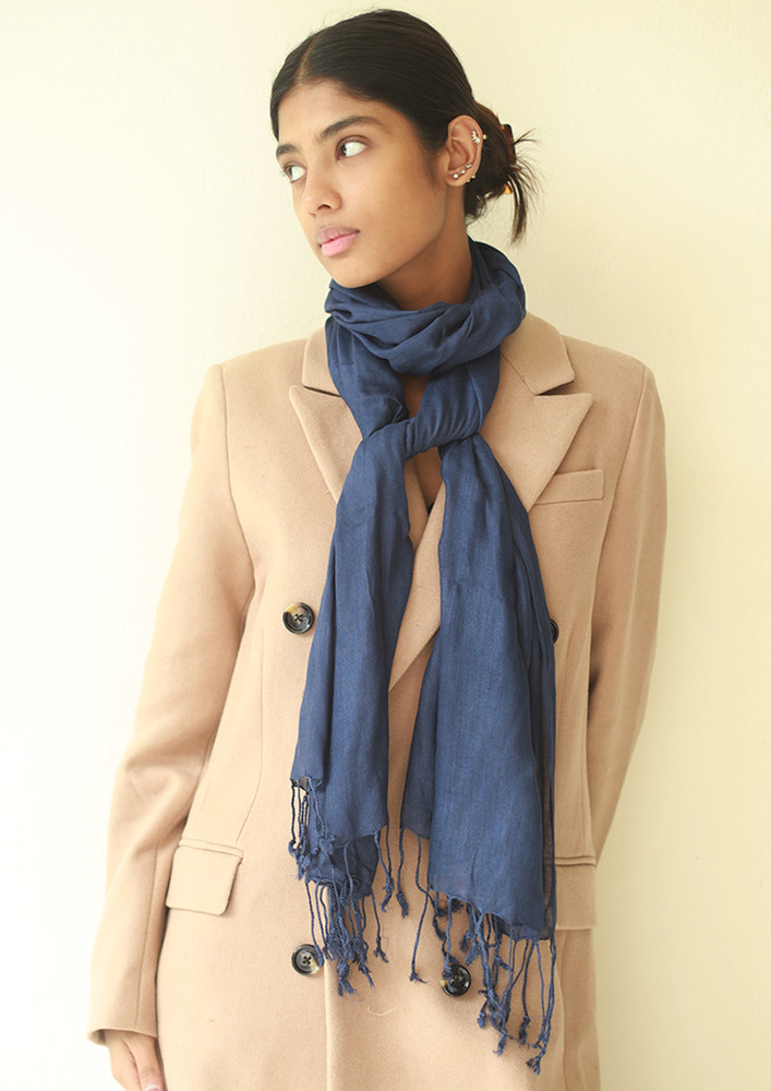 Contemporary Solid Blue Modal Scarf