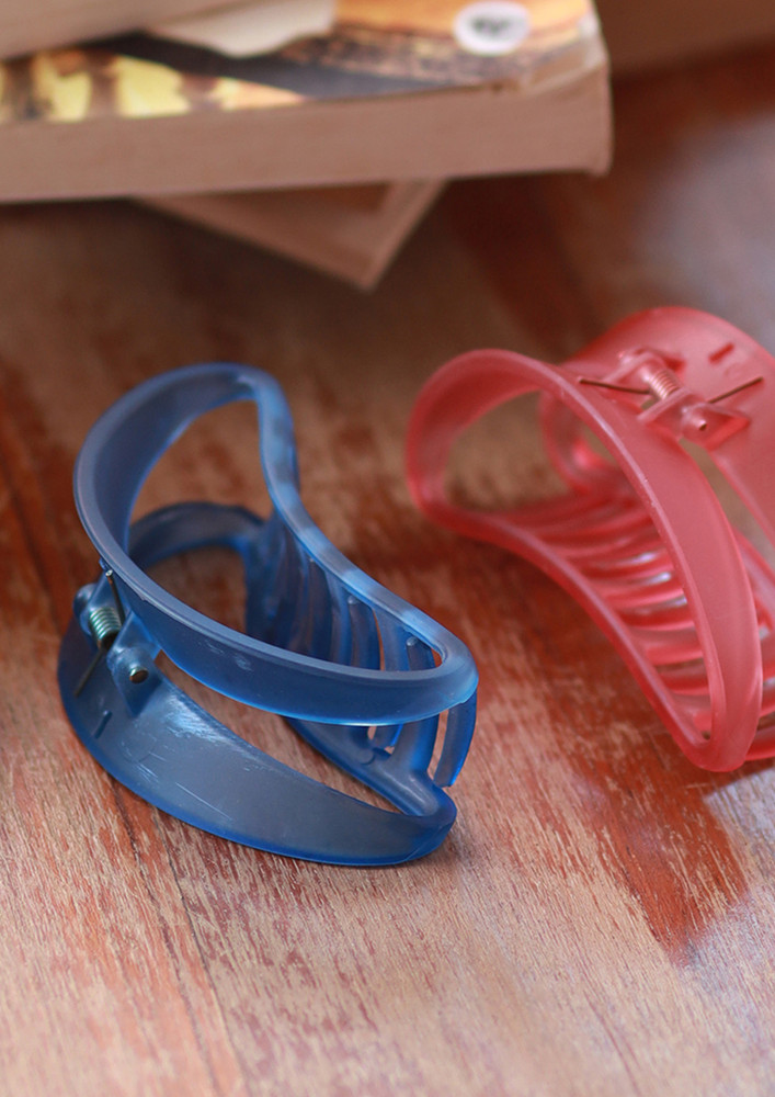 Set Of Two Oversized Red & Blue Banana Matte Claw Clutch Clips