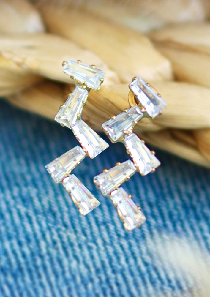 Ayesha Rhinestone Studded Criss-Cross Gold-Toned Stud Earrings