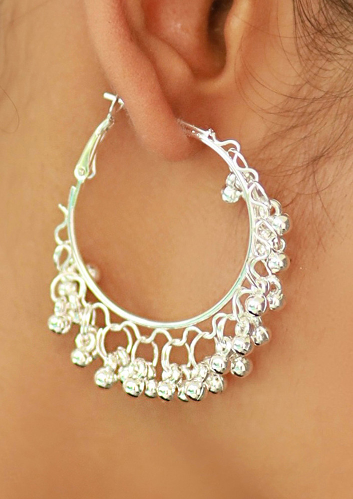 Ayesha Silver-Toned Ethnic Hoop Earring for Daily and Evening Wear for women