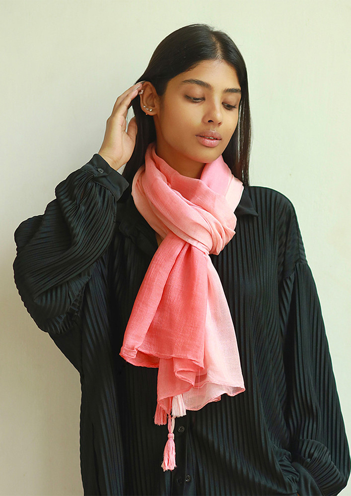 Ayesha Green Ombre Double Shaded Viscose Scarf with Corner Tassels